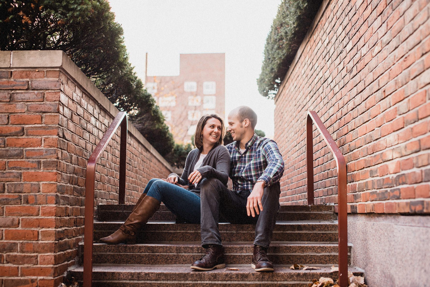 Engagement photos in Harvard Square,