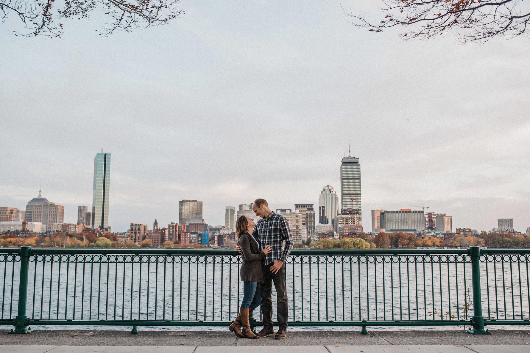 Boston skyline engagement photo,