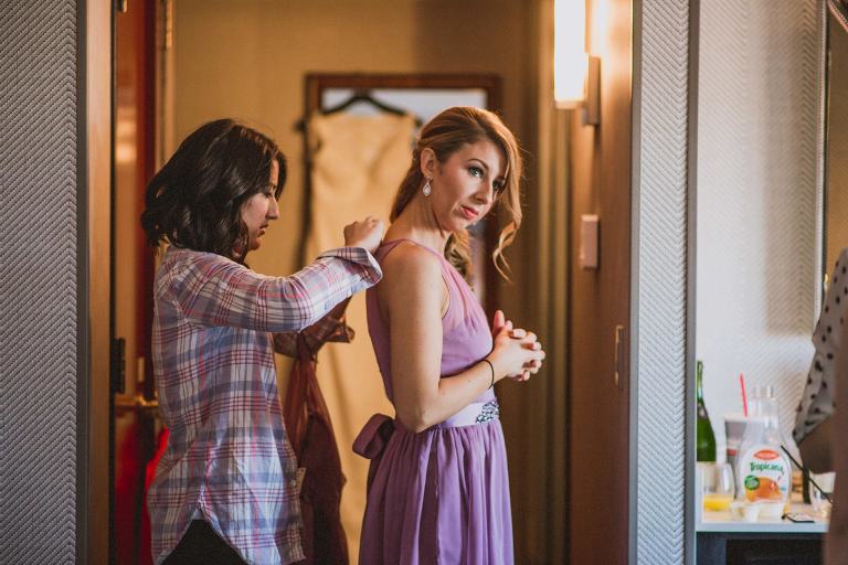 bridesmaid getting ready,