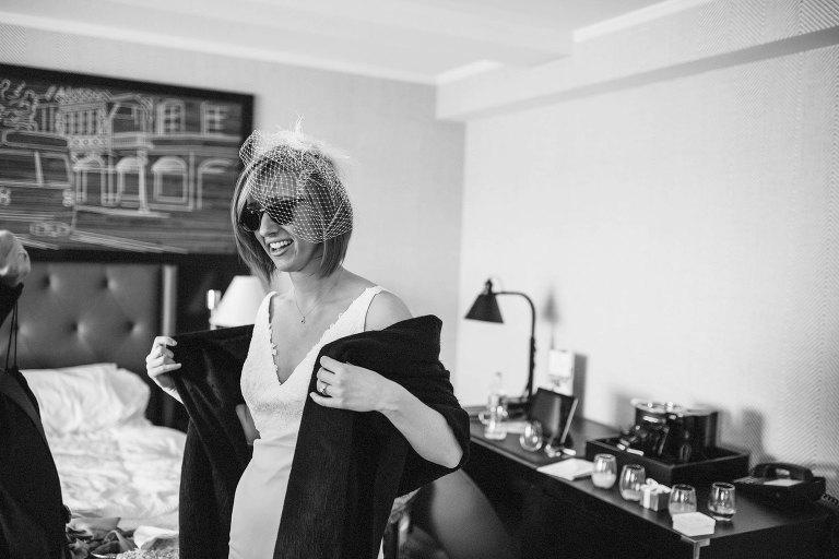 badass bride getting ready,