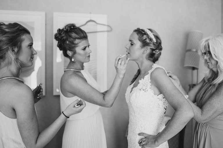 bride getting ready at courtyard foxborough,