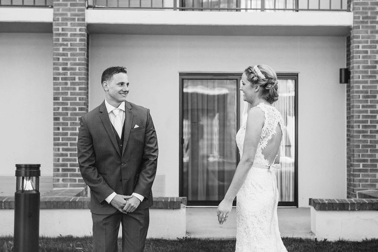 groom seeing bride for the first time,