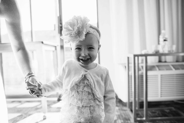 flower girl smiling,