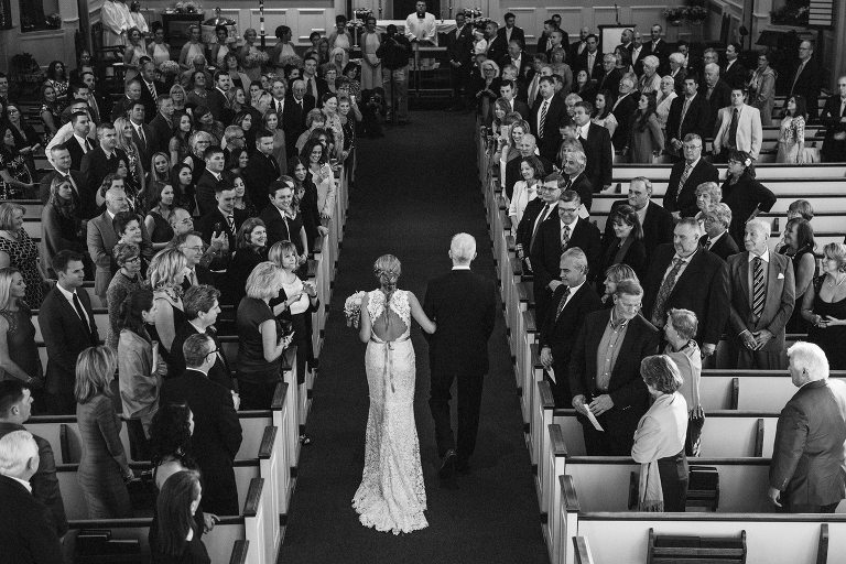 bride and father at st mary's church foxborough,