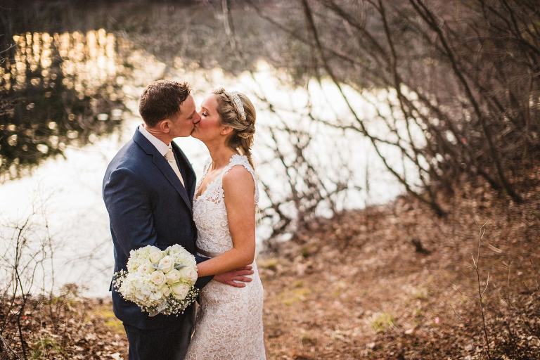 bride and groom portrait at lakeview pavilion,