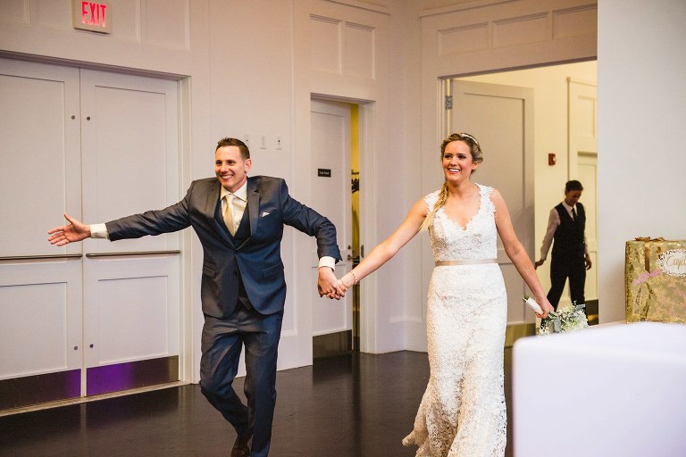 bride and groom enterance at lakeview pavilion,
