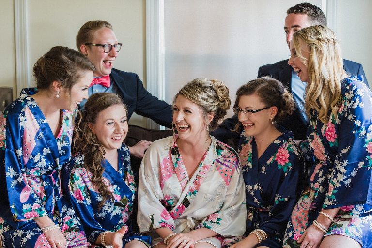 bridal party getting ready on cape cod,