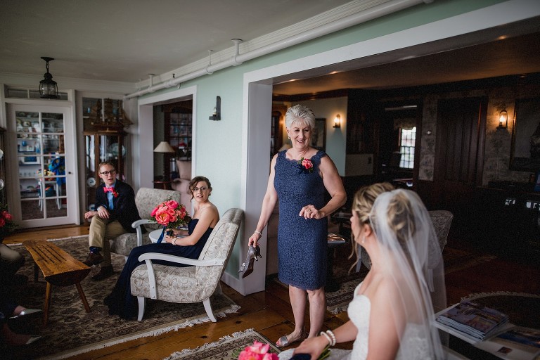 mother of bride laughing,