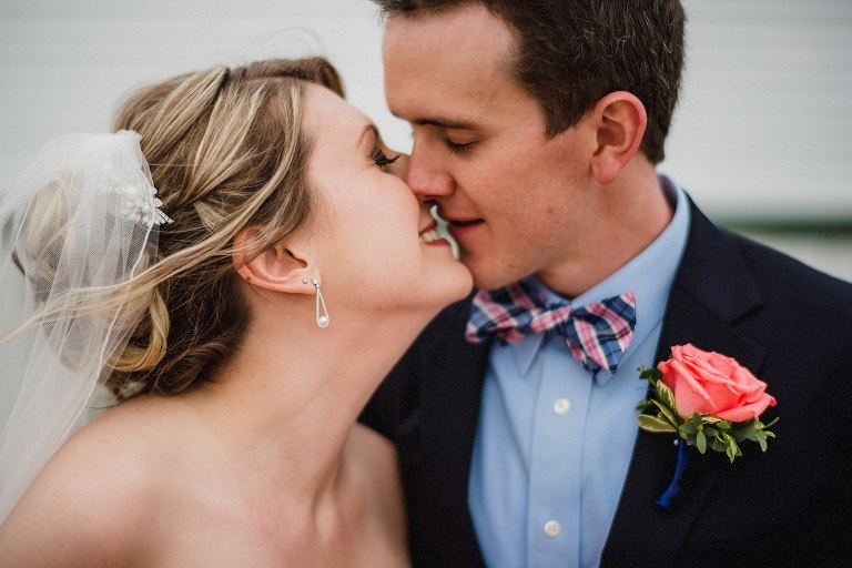 kiss at cape cod wedding,