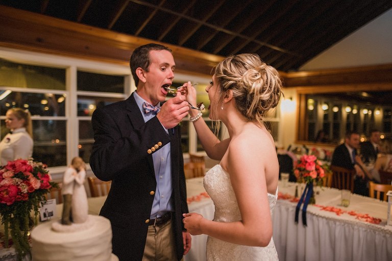 cake cutting at cape cod wedding,